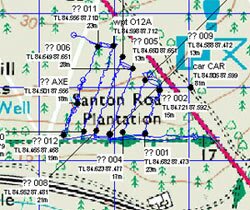 Survey track left by GPS
