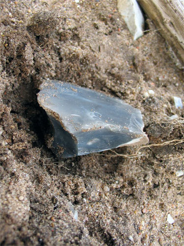 Flint waste core in situ