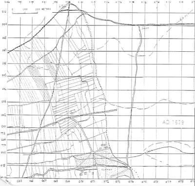 1629 Field Survey Map transplanted onto National Grid Reference