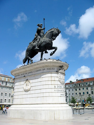 The bronze equestrian statue of King Dom João I in Lisbon, Portugal